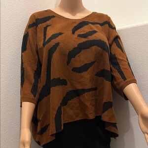 Cotton Emporium Brown and Black Abstract Top